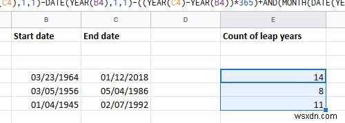 কিভাবে Excel এ দুটি তারিখের মধ্যে লিপ ইয়ারের সংখ্যা গণনা করা যায় 