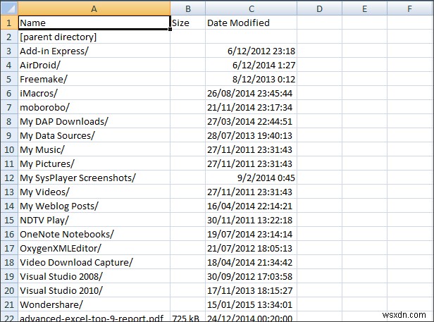 কিভাবে Excel এ একটি ফোল্ডারে ফাইলের তালিকা পাবেন 