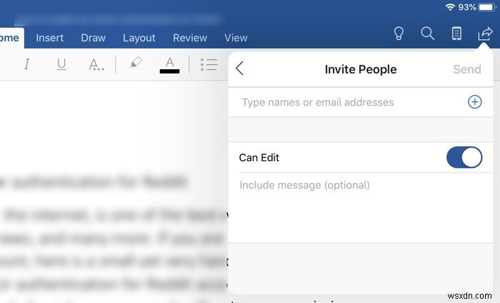 আইপ্যাডে ওয়ার্ড ডকুমেন্ট সম্পাদনা করার জন্য কাউকে কীভাবে আমন্ত্রণ জানাবেন 