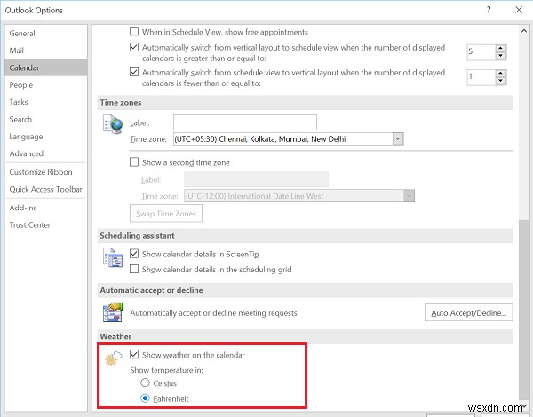 আউটলুকে ক্যালেন্ডারের আবহাওয়ার তাপমাত্রা ফারেনহাইট থেকে সেলসিয়াসে কীভাবে পরিবর্তন করবেন