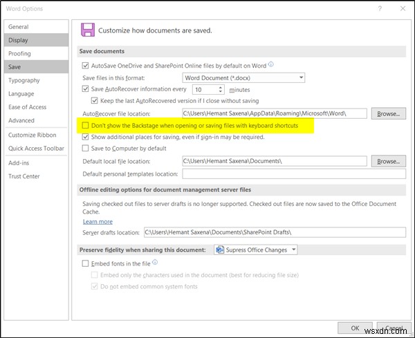Windows 10-এ Office 365 অ্যাপের জন্য পুরনো  সেভ অ্যাজ  ডায়ালগ পুনরুদ্ধার করুন 