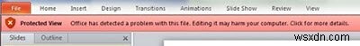 Microsoft Office এই ফাইলটিতে একটি সমস্যা সনাক্ত করেছে