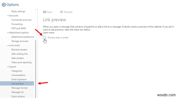 আউটলুক ওয়েবে লিঙ্ক প্রিভিউ কীভাবে অক্ষম করবেন 
