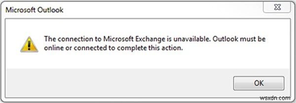 Outlook শুরু করার সময় Microsoft Exchange-এর সাথে সংযোগ অনুপলব্ধ 