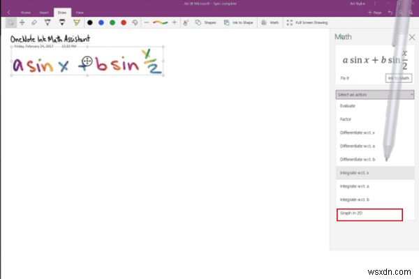 Windows 10-এর জন্য OneNote-এ কীভাবে একটি সমীকরণ গ্রাফ করবেন 