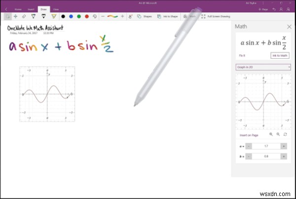 Windows 10-এর জন্য OneNote-এ কীভাবে একটি সমীকরণ গ্রাফ করবেন 