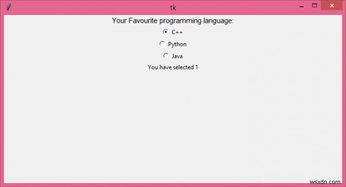 Tkinter এ শুধুমাত্র একটি রেডিওবাটন কিভাবে নির্বাচন করবেন? 