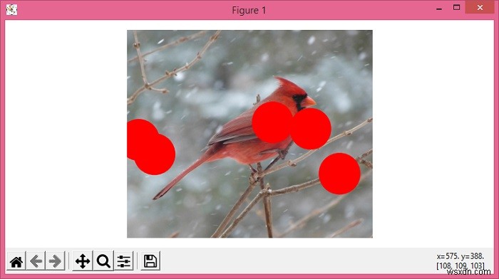 Matplotlib এবং NumPy সহ একটি চিত্রের উপর বৃত্ত আঁকা 