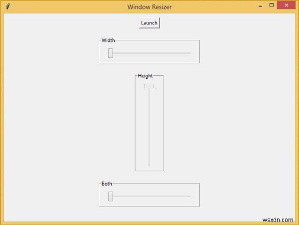Tkinter-এ উইন্ডো রিসাইজার কন্ট্রোল প্যানেল 
