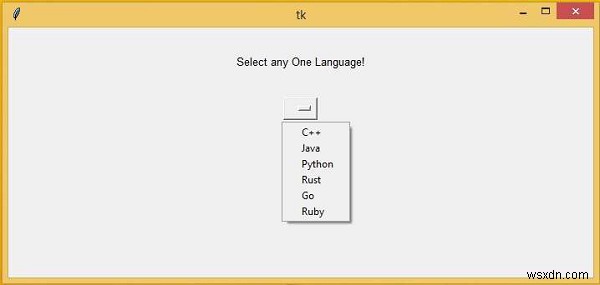 Tkinter ব্যবহার করে একটি ড্রপডাউন মেনু তৈরি করা 