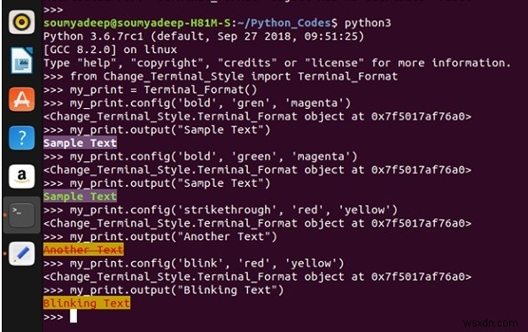 পাইথন ব্যবহার করে লিনাক্স টার্মিনালে ফরম্যাট করা টেক্সট 
