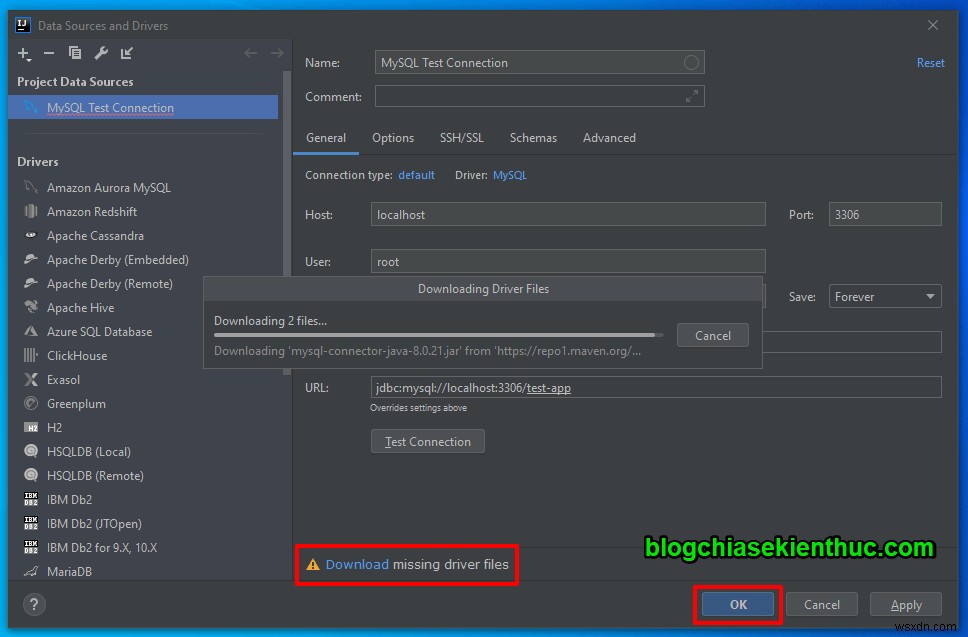 IntelliJ-এ MySQL সার্ভারের সাথে কিভাবে সংযোগ করতে হয় তার নির্দেশাবলী 