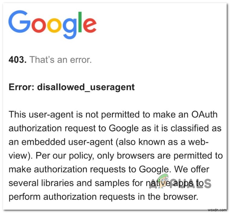 403 Google ‘Error:Disallowed_Useragent’ এ Android এবং iOS