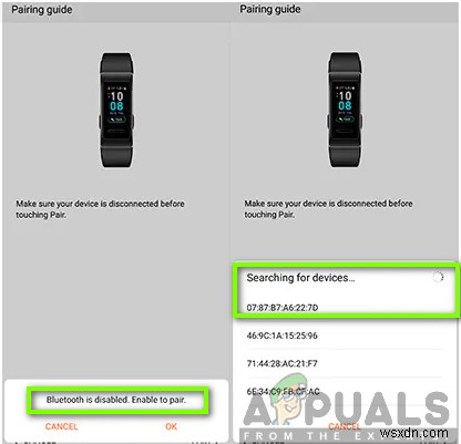 ঠিক করুন:Huawei Band 3 Pro ফোনের সাথে সংযোগ করতে পারে না 