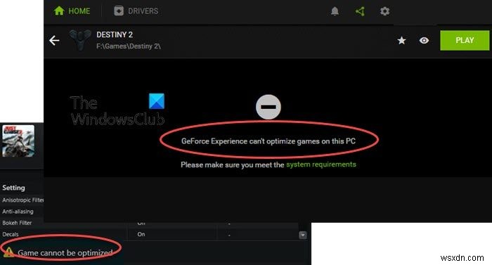 GeForce অভিজ্ঞতা উইন্ডোজ পিসিতে গেমগুলি অপ্টিমাইজ করতে পারে না 