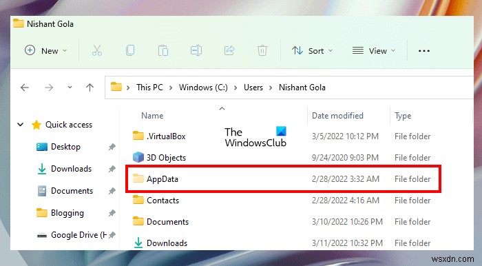 Windows 11/10 এ AppData ফোল্ডার খুঁজে বা খুলতে পারে না 