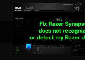 Razer Synapse আমার Razer ডিভাইস চিনতে বা সনাক্ত করে না 