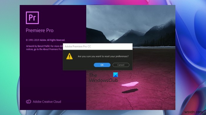 Premiere Pro ক্র্যাশ হচ্ছে বা Windows 11/10 এ কাজ করা বন্ধ করে দিচ্ছে 