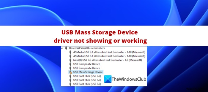 USB ভর সংগ্রহস্থল ডিভাইস ড্রাইভার দেখাচ্ছে বা কাজ করছে না 