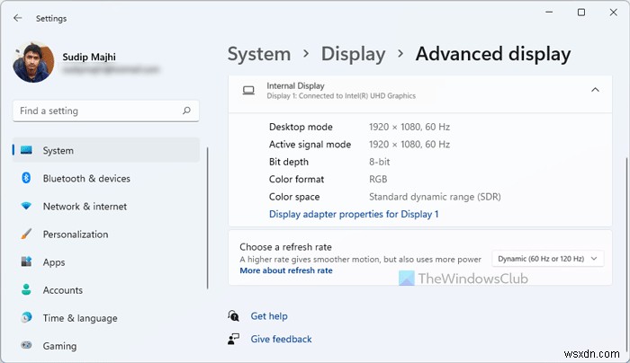 Windows 11 ডায়নামিক রিফ্রেশ রেট দেখাচ্ছে না বা কাজ করছে না 
