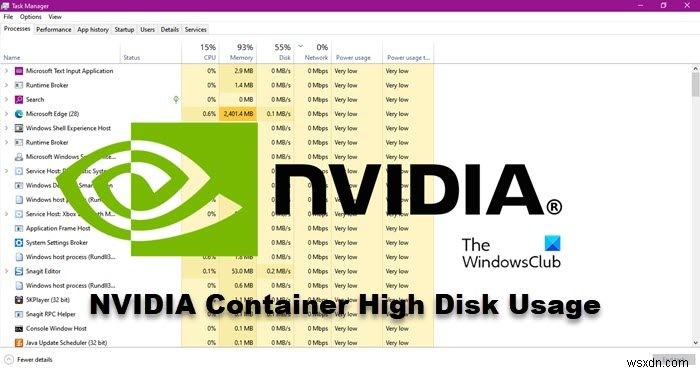 উইন্ডোজ 11/10 এ NVIDIA কন্টেইনার হাই ডিস্ক, GPU, মেমরি ব্যবহার ঠিক করুন 