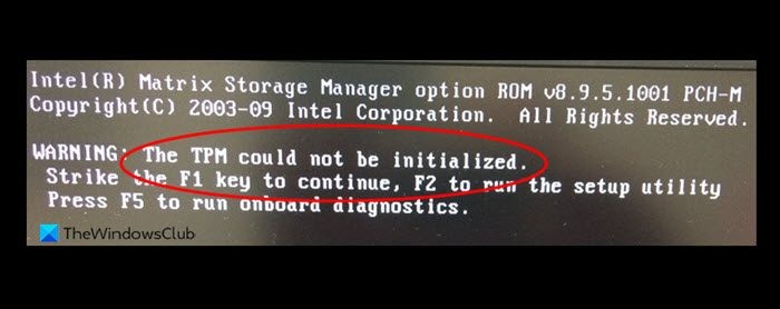 BIOS আপডেটের পরে TPM আরম্ভ করা যায়নি