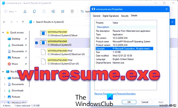 winresume.exe কি এবং এটি কোথায় অবস্থিত? 