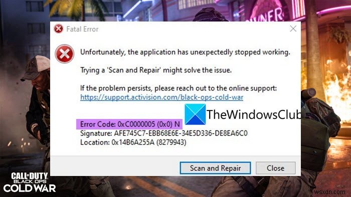 COD ব্ল্যাক অপস কোল্ড ওয়ারে ত্রুটি কোড 0xC0000005 (0x0) N ঠিক করুন 
