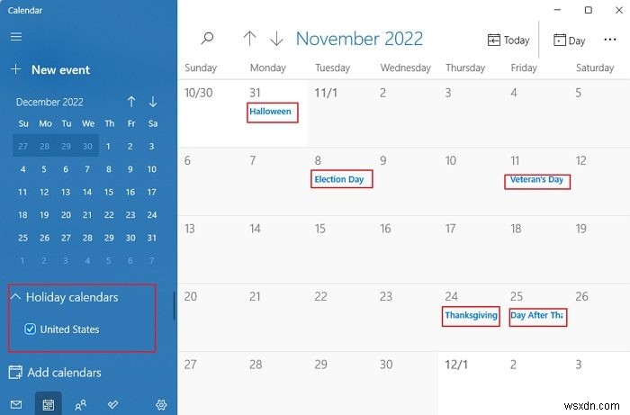 উইন্ডোজ 11/10-এ ক্যালেন্ডার অ্যাপে জাতীয় ছুটির দিনগুলি কীভাবে যুক্ত করবেন 