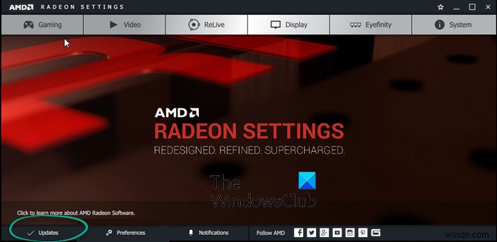 Radeon সেটিংস এবং ড্রাইভার সংস্করণ মেলে না 