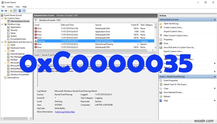 উইন্ডোজ 11/10 এ ইভেন্ট ভিউয়ারে ত্রুটি কোড 0xC0000035 ঠিক করুন 