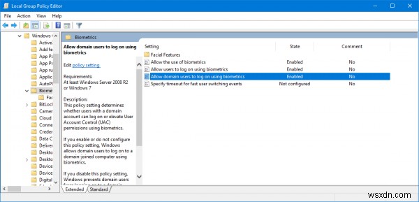 একটি ডোমেনে যোগদান করা Windows এ বায়োমেট্রিক্স সাইন ইন নিষ্ক্রিয় বা সক্ষম করুন৷ 