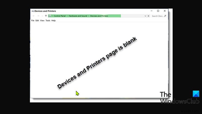 উইন্ডোজ 11/10-এ ডিভাইস এবং প্রিন্টার পৃষ্ঠা খালি বা লোড হচ্ছে না 