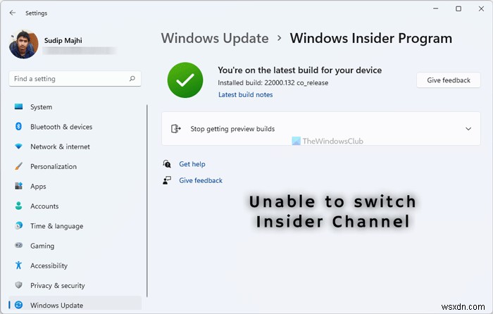 Windows 11 - ডেভ বা বিটা চ্যানেলে Windows ইনসাইডার চ্যানেল পাল্টানো যাবে না 