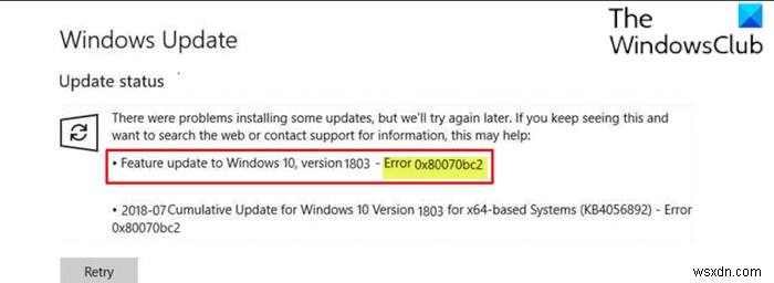 Windows 11/10-এ Windows আপডেট ত্রুটি 0x80070bc2 ঠিক করুন 