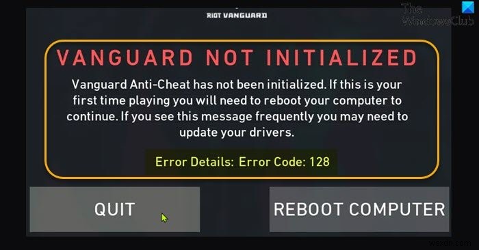 উইন্ডোজ পিসিতে VALORANT Vanguard এরর কোড 128, 57 ঠিক করুন 