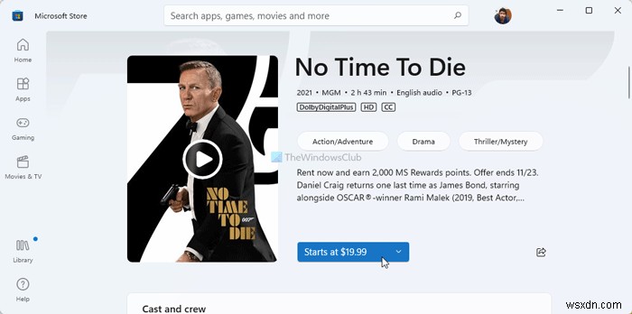 Windows 11/10-এ Movies &TV অ্যাপের মাধ্যমে সিনেমা বা টিভি সামগ্রী কিনুন বা ভাড়া নিন 