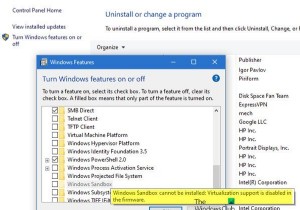 Windows Sandbox ইনস্টল করা যাবে না, ভার্চুয়ালাইজেশন সমর্থন ফার্মওয়্যারে অক্ষম করা হয়েছে 