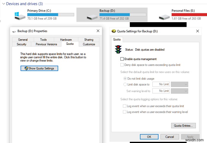 Windows 11/10-এ ডিস্ক প্রোপার্টি, রেজিস্ট্রি বা গ্রুপ পলিসি এডিটর ব্যবহার করে ডিস্ক কোটা সক্ষম করুন 