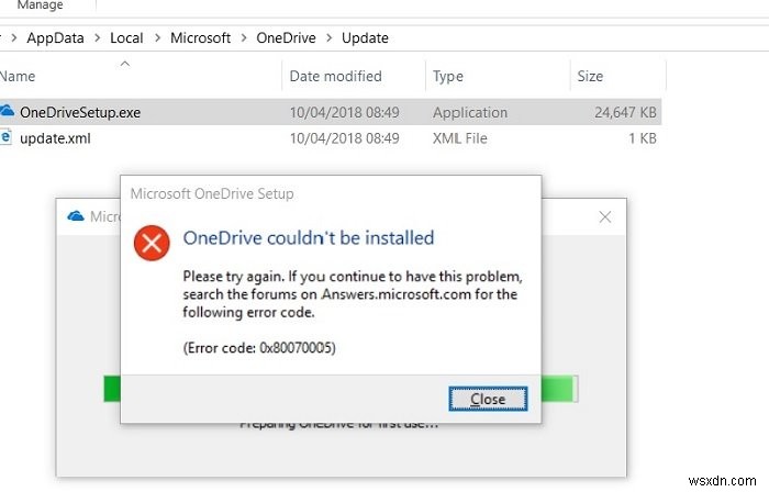 OneDrive-এ ত্রুটি কোড 0x80070005 ঠিক করুন 