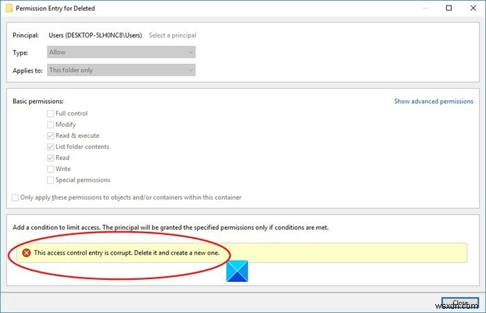 এই অ্যাক্সেস কন্ট্রোল এন্ট্রিটি ঠিক করুন Windows 10 এ দুর্নীতিগ্রস্ত ত্রুটি৷ 