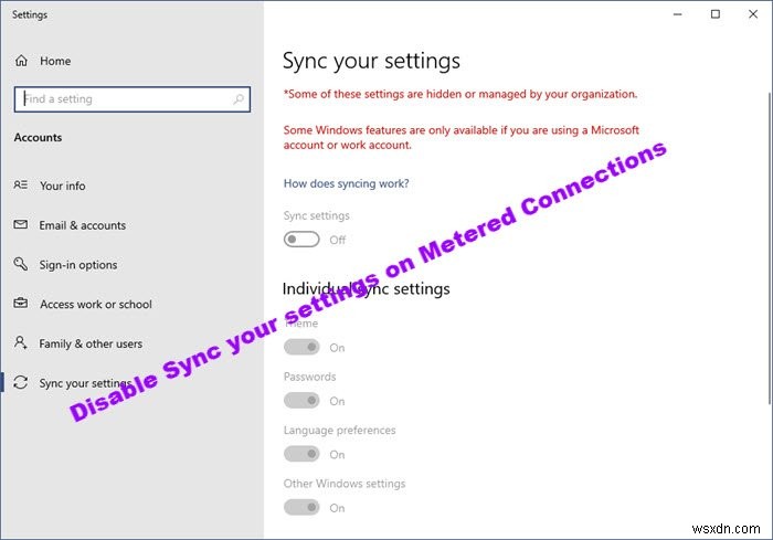 Windows 10-এ মিটারযুক্ত সংযোগ সুইচে আপনার সেটিংস সিঙ্ক অক্ষম করুন 