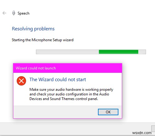 উইজার্ড উইন্ডোজ 10 এ মাইক্রোফোন চালু করতে পারেনি 