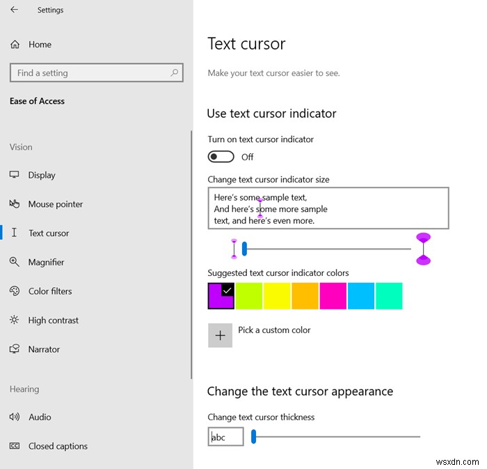 Windows 11/10-এ পাঠ্য কার্সার সূচকের আকার, রঙ এবং বেধ পরিবর্তন করুন 