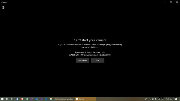 উইন্ডোজ আপনার ক্যামেরা চালু করতে পারে না, ত্রুটি 0xA00F429F 