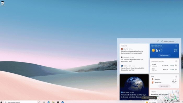 টাস্কবারে খবর এবং আগ্রহ Windows 10-এ দেখানো বা অনুপস্থিত 