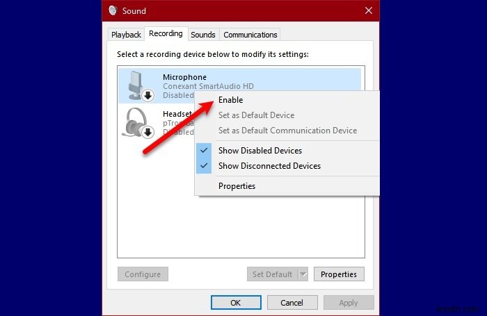 বাহ্যিক মাইক্রোফোন Windows 10-এ হেডফোন হিসাবে স্বীকৃত 