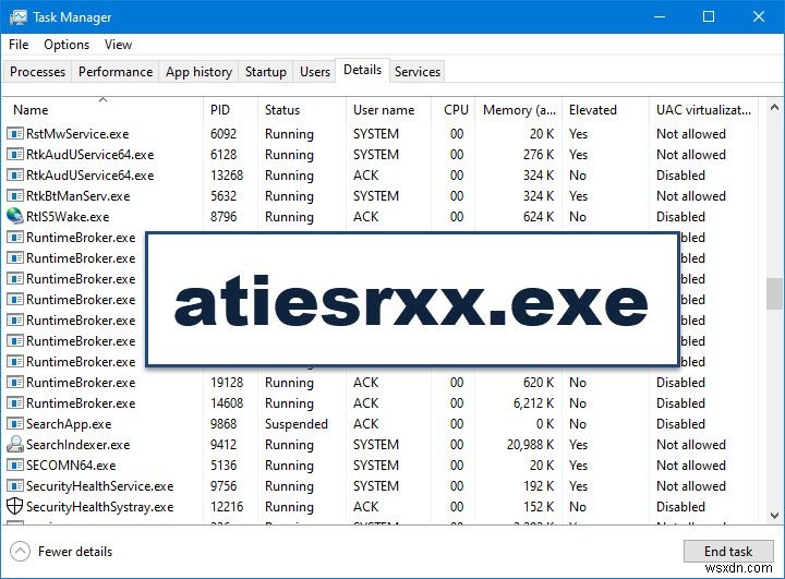 Windows 10 টাস্ক ম্যানেজারে atiesrxx.exe কি? 