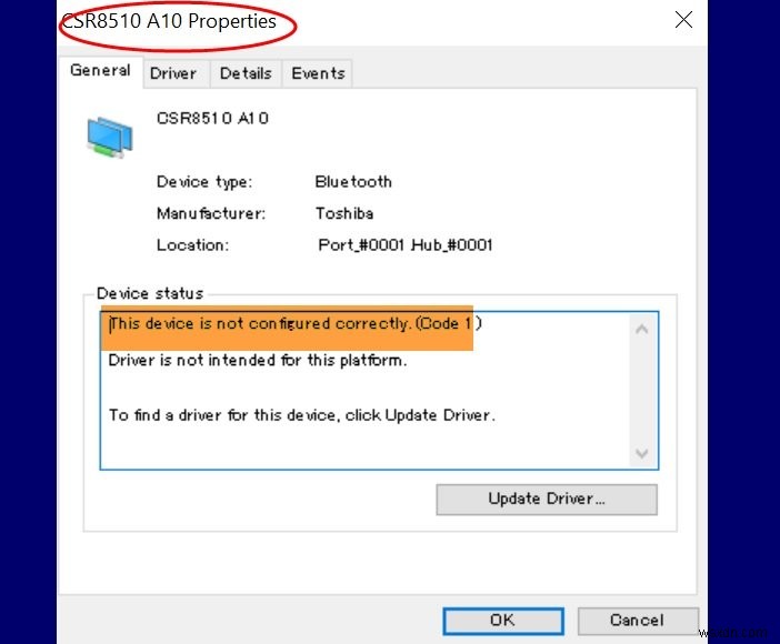 Windows 10-এ CSR8510 A10 ড্রাইভার অনুপলব্ধ ত্রুটি৷ 