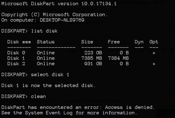 DiskPart একটি ত্রুটির সম্মুখীন হয়েছে:অ্যাক্সেস অস্বীকার করা হয়েছে৷ 